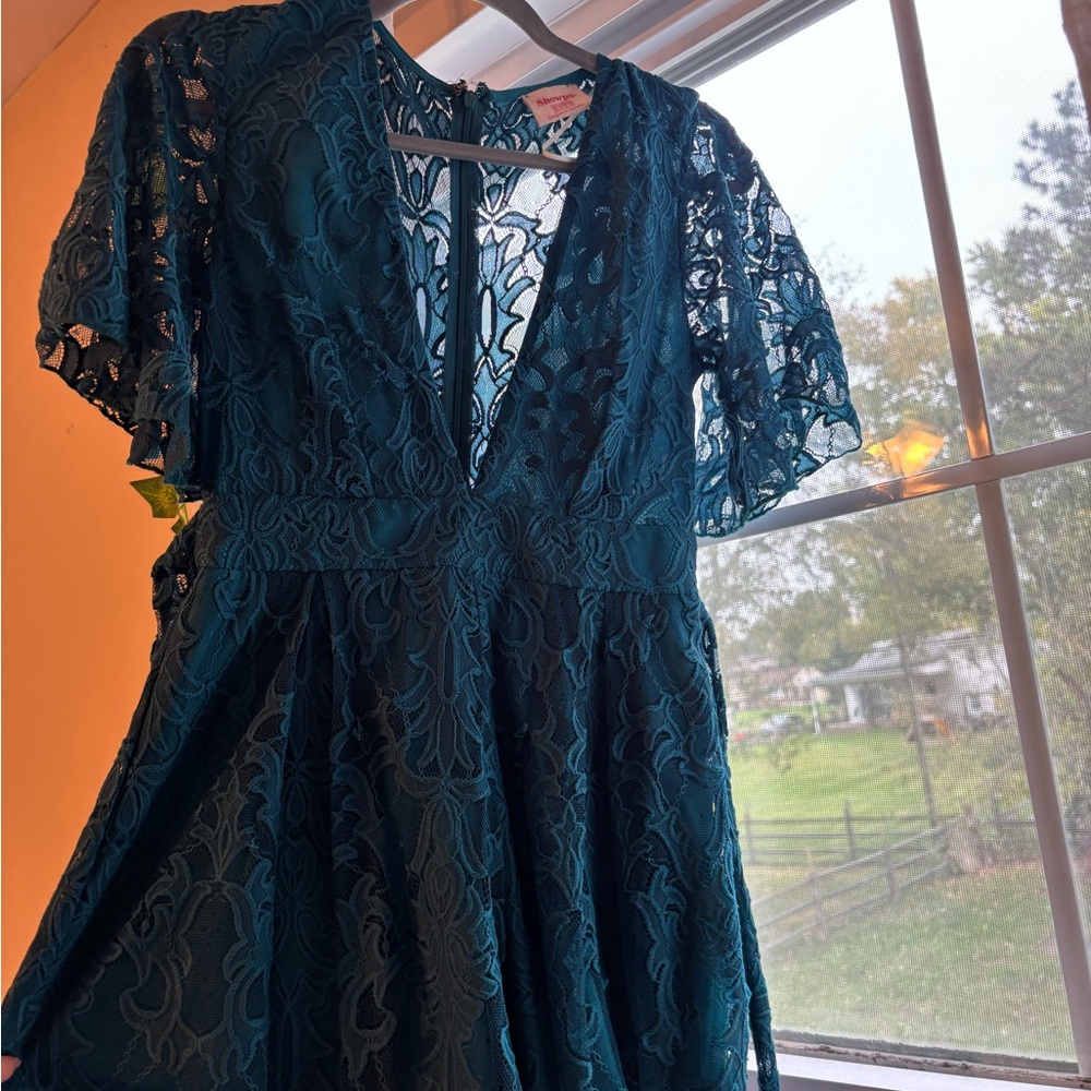 Showpo Teal Lace Dress